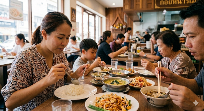 태국의 식사 문화를 묘사한 AI 생성 이미지